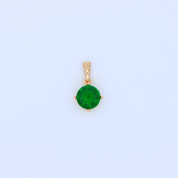 "Round Green Stone Pendant in Rose Gold Finish, XPPT1560 - Picture 7 of 14